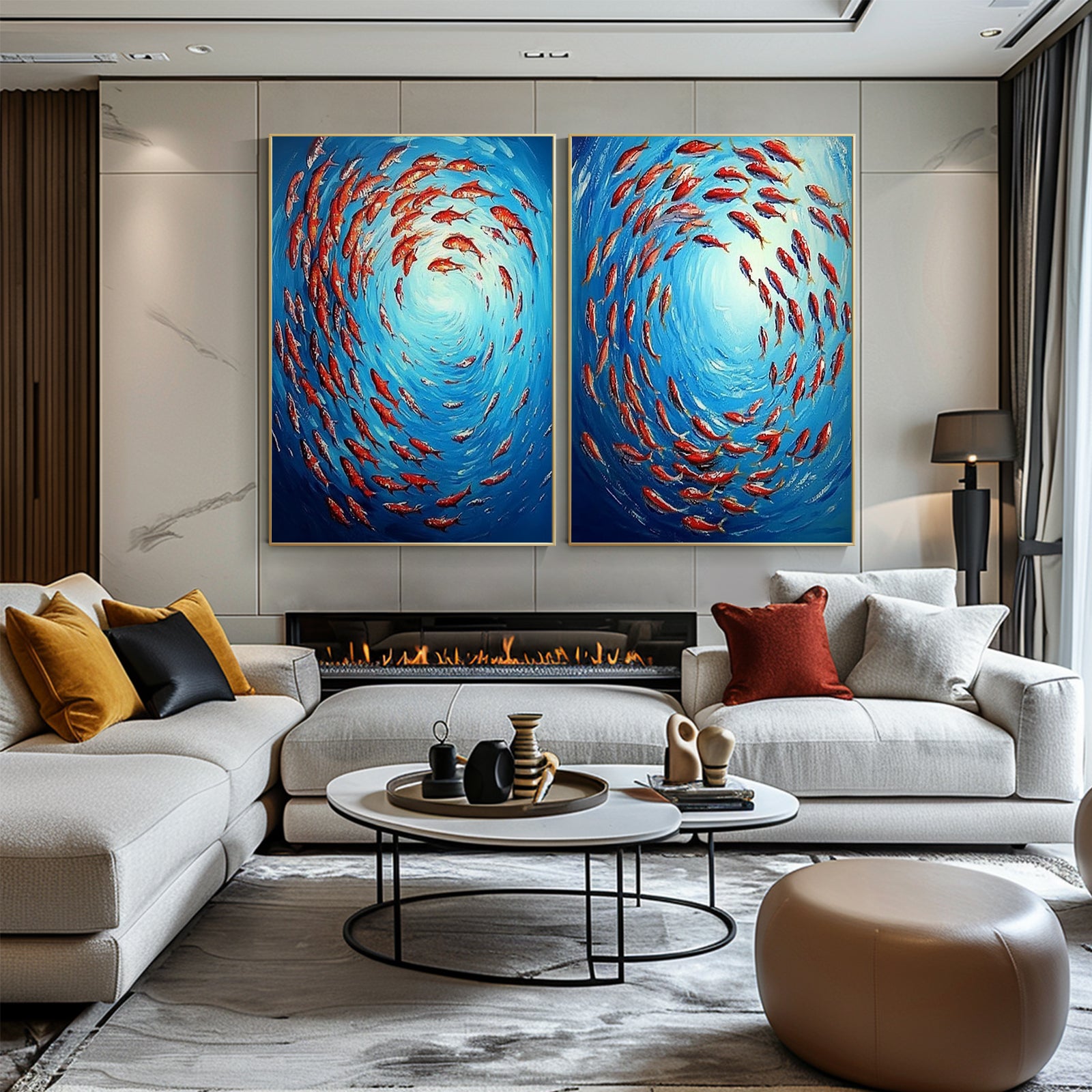 100% Hand-Painted Abstract Style Painting (Diptych) #T0009