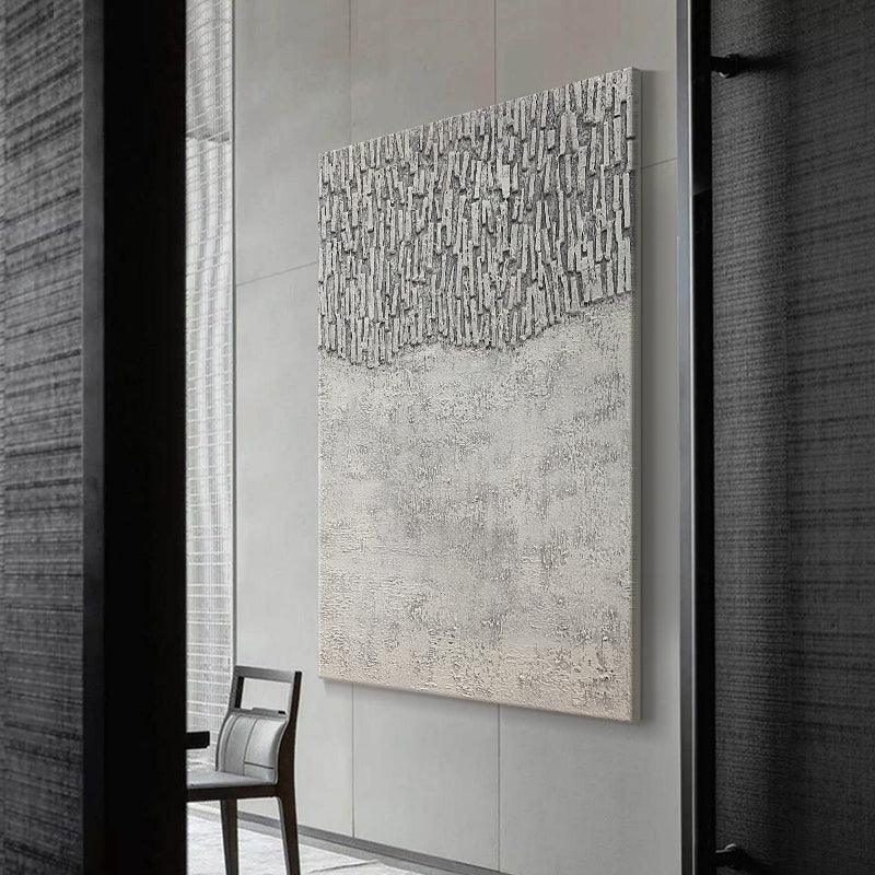 3D Minimalist Modern Abstract Grey Oil Painting