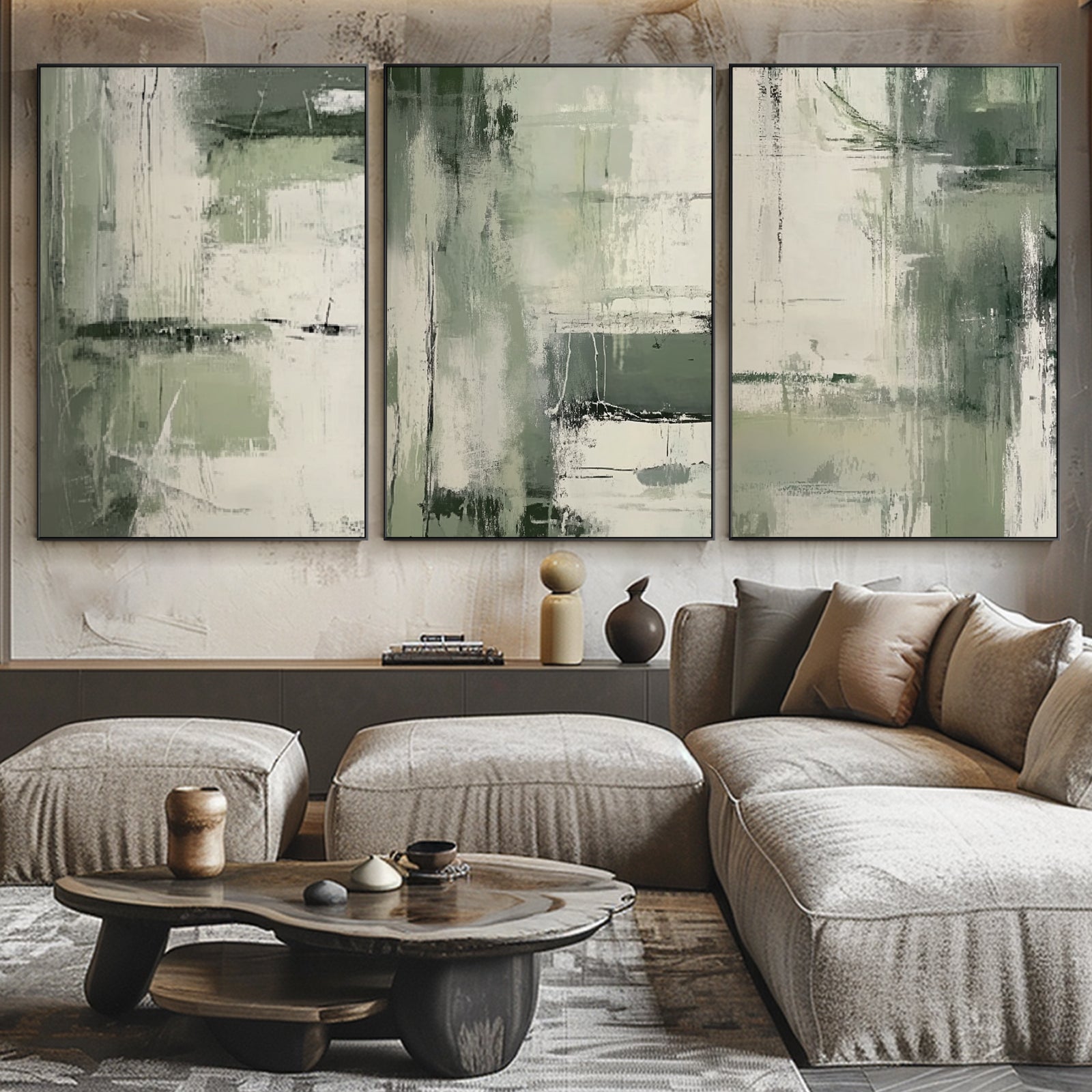 100% Hand-Painted Abstract Style Painting (Triptych)#T00038