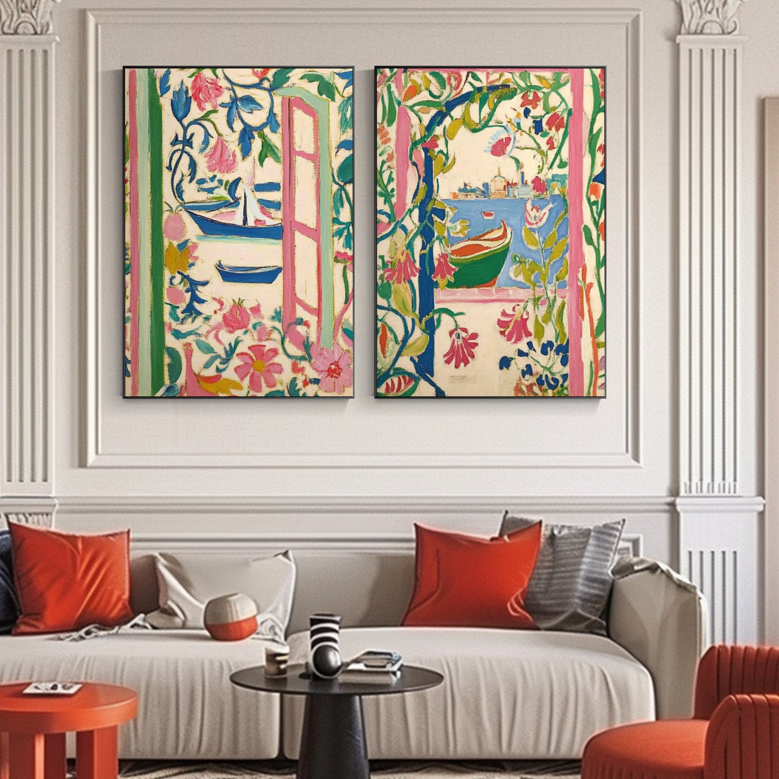 100% Hand-Painted Abstract Style Painting (Diptych) #T00029