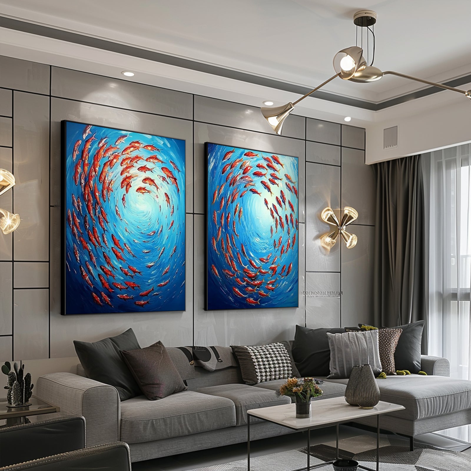 100% Hand-Painted Abstract Style Painting (Diptych) #T0009