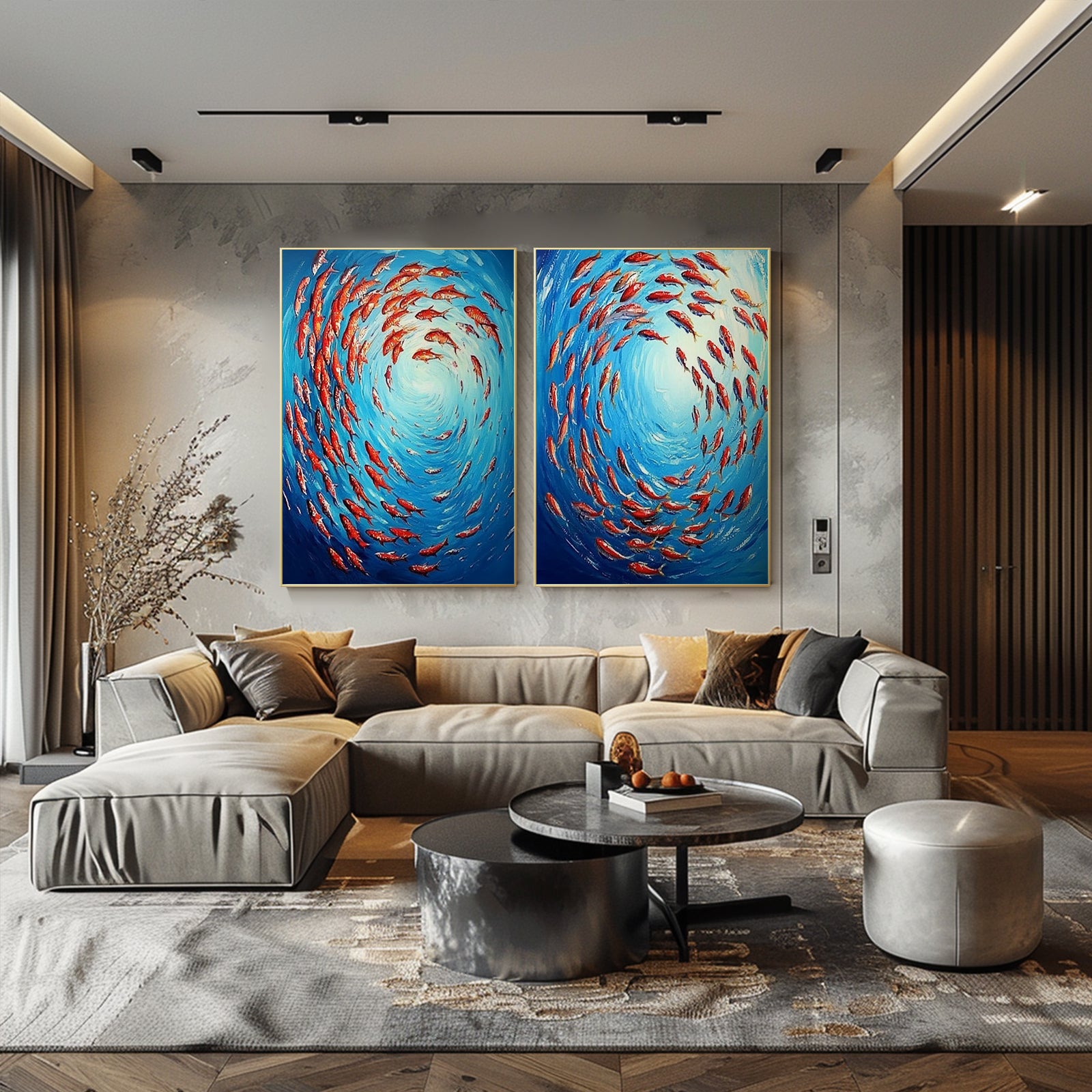 100% Hand-Painted Abstract Style Painting (Diptych) #T0009