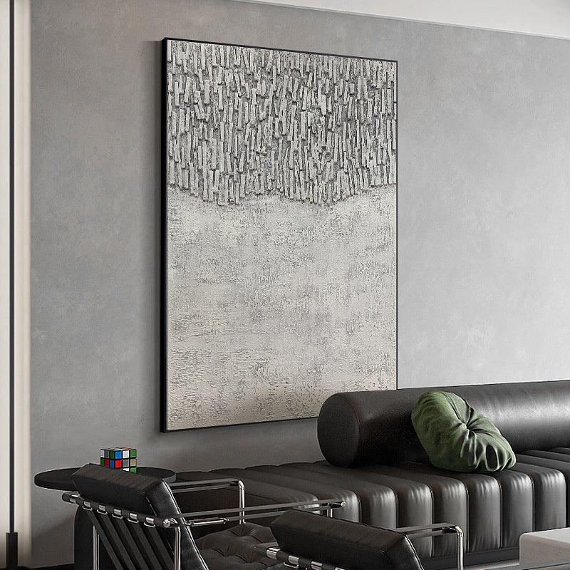 3D Minimalist Modern Abstract Grey Oil Painting