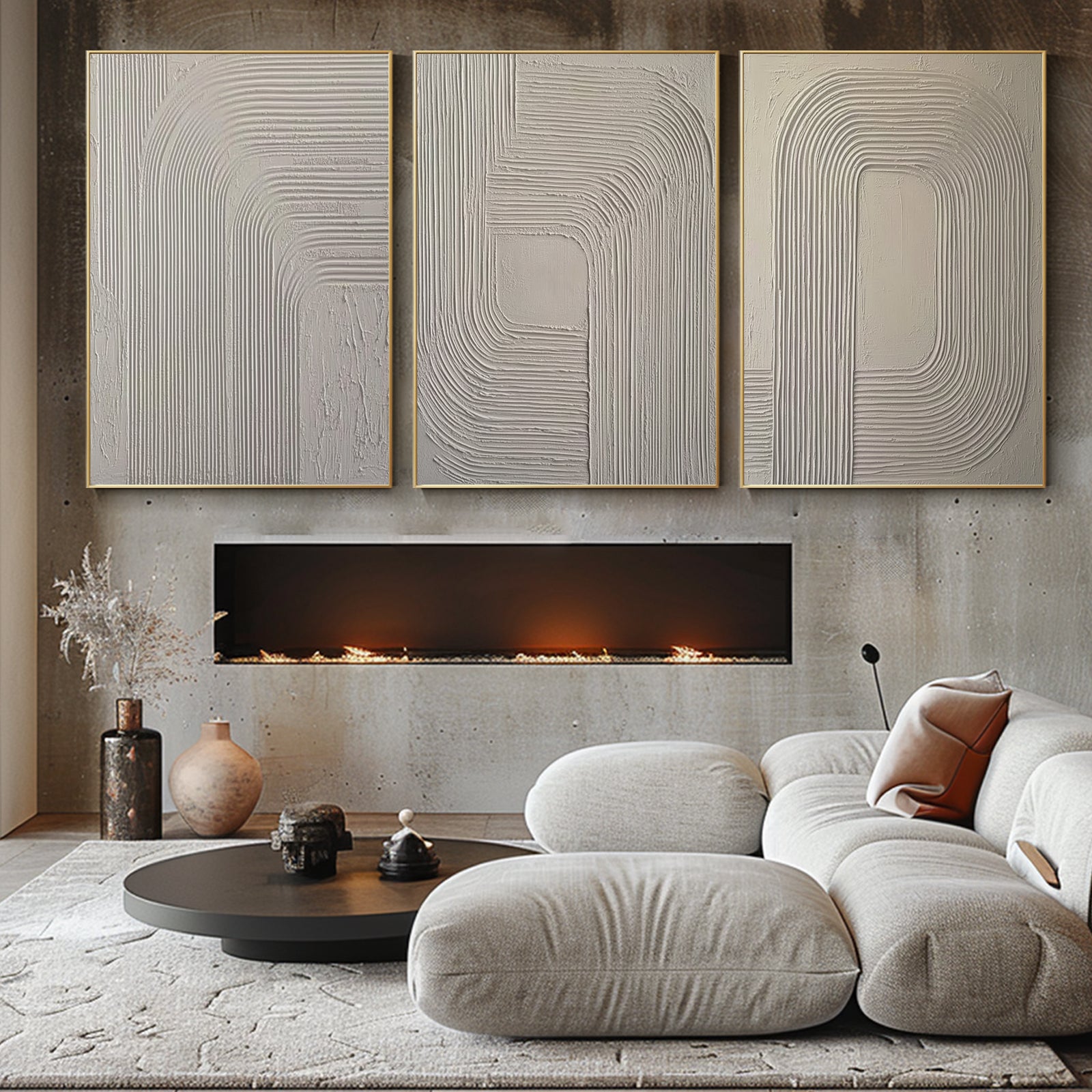 100% Hand-Painted Abstract Style Painting (Triptych)#T00036