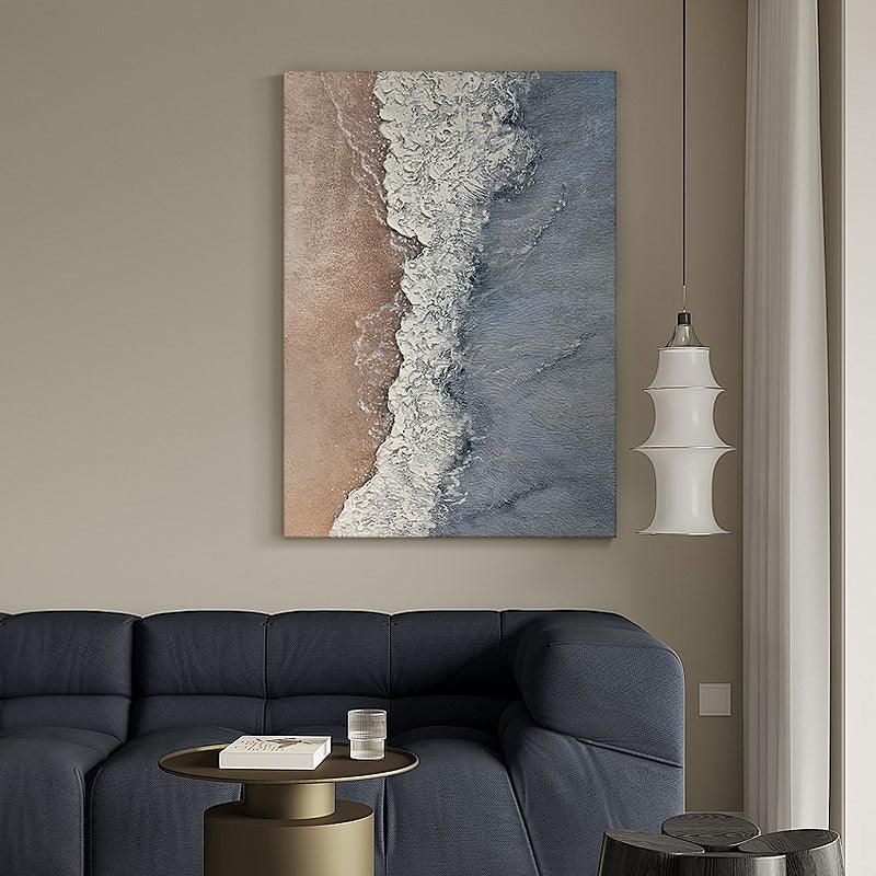 3D Minimalist Ocean Square Abstract Oil Painting on Canvas