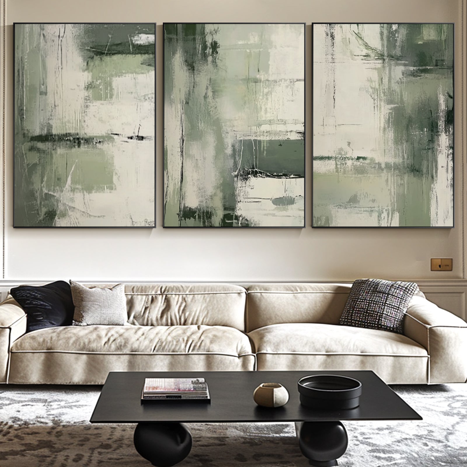 100% Hand-Painted Abstract Style Painting (Triptych)#T00038