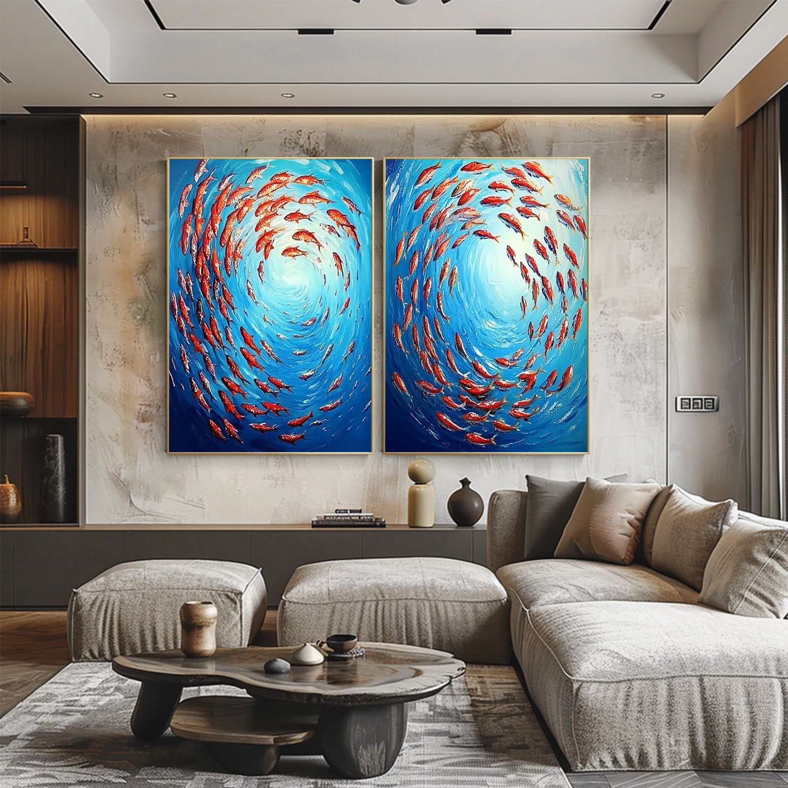 100% Hand-Painted Abstract Style Painting (Diptych) #T0009