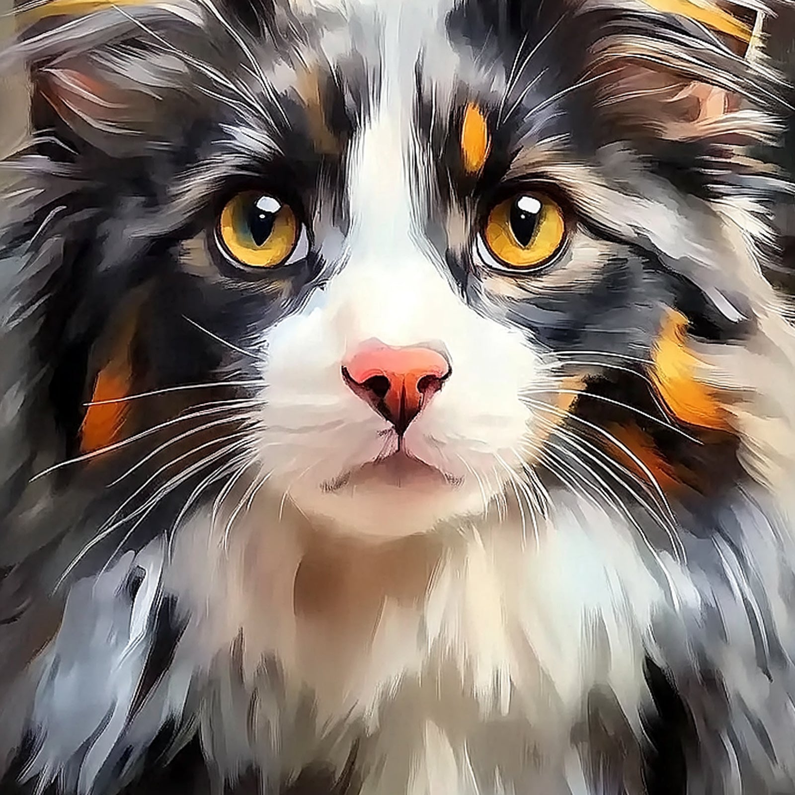 100% Hand-Painted Custom Realistic Cat Oil Painting (Diptych) #T00049