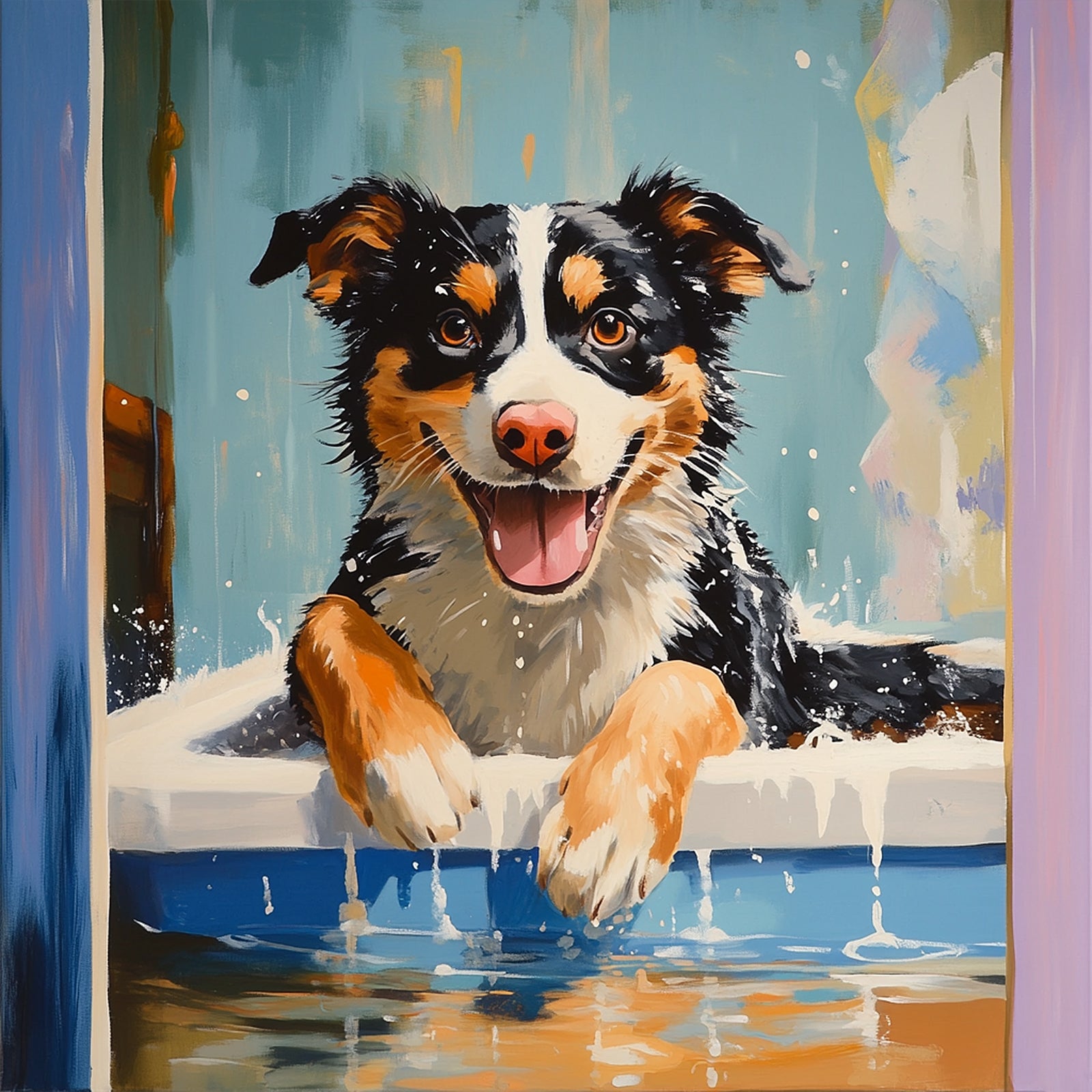 100% Hand-Painted Pet Cartoon Painting (Diptych) #T00031