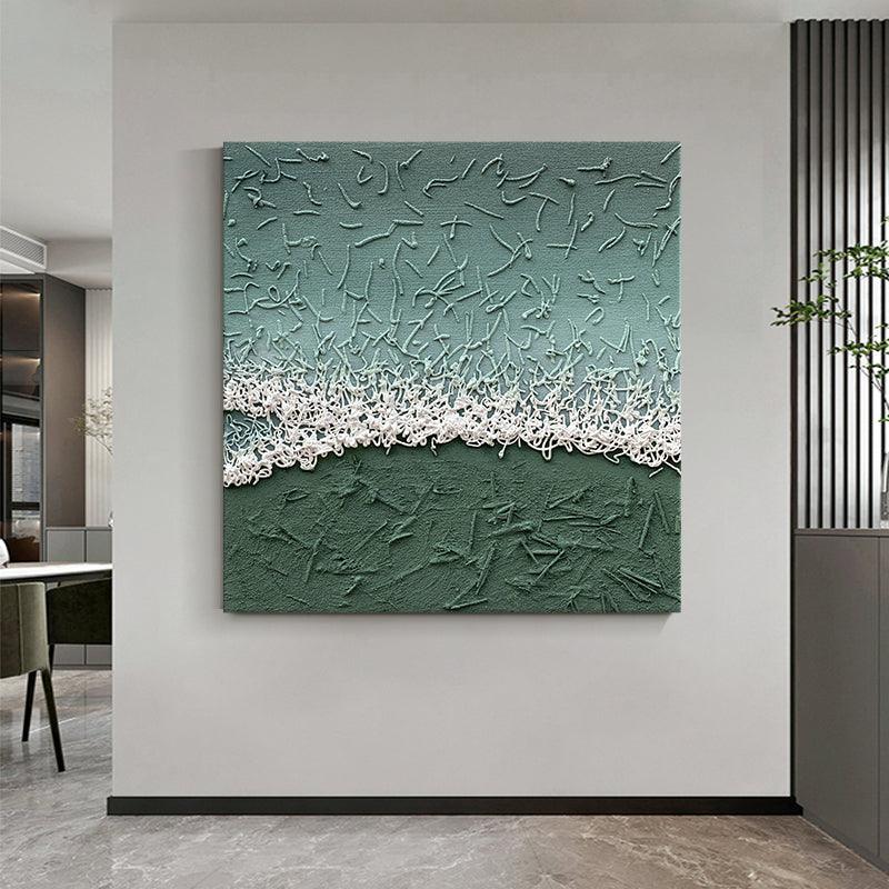 3D Minimalist Green Texture Landscape Abstract Oil Painting