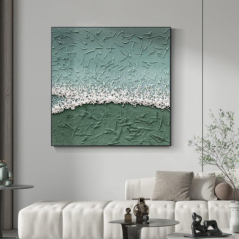 3D Minimalist Green Texture Landscape Abstract Oil Painting