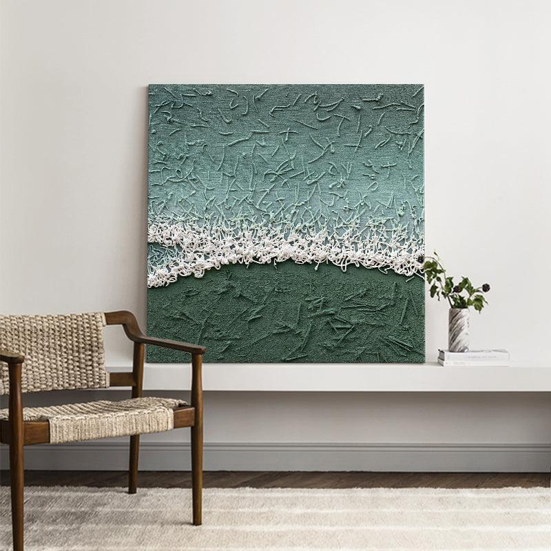 3D Minimalist Green Texture Landscape Abstract Oil Painting