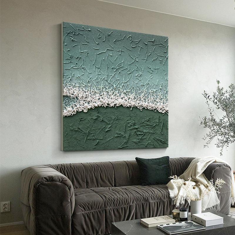 3D Minimalist Green Texture Landscape Abstract Oil Painting