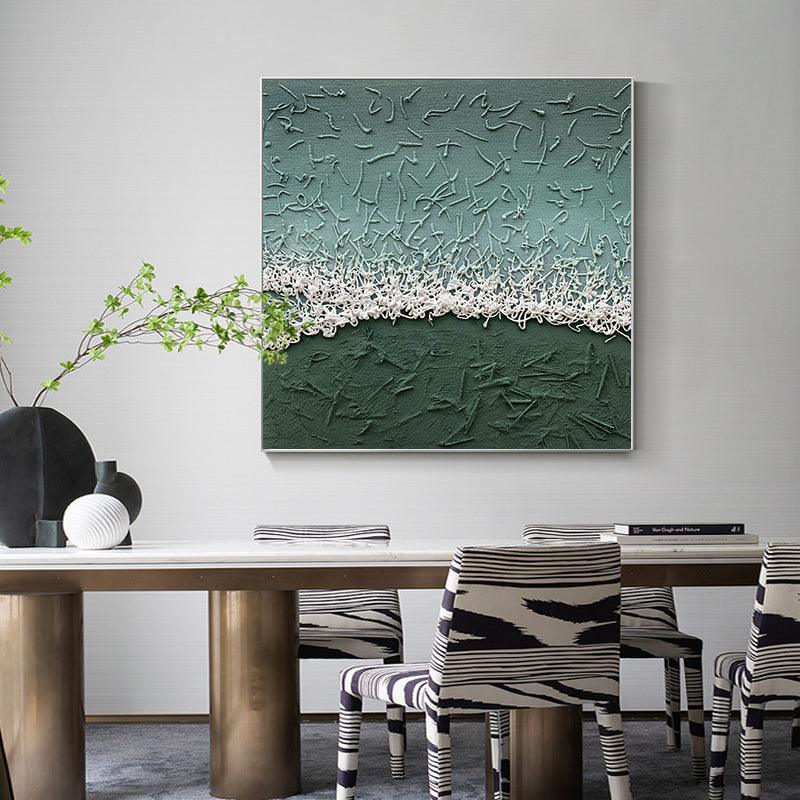 3D Minimalist Green Texture Landscape Abstract Oil Painting